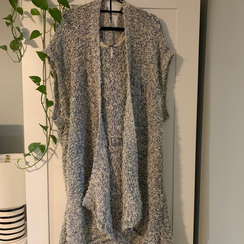Free People cozy hooded cap sleeve midi sweater